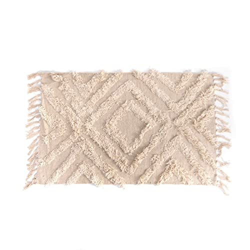 CIAL LAMA Rechteckiger Teppich aus Baumwolle, Boho, 60 x 90 cm