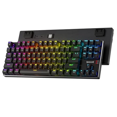 Redragon K556 PRO TKL Kabellose RGB-Gaming Tastatur, 80% 87 Tasten Tri Mode AluminiumTastatur mit Mac Funktionstasten, Hot Swap Buchsen und geräuschabsorbierender Form, linearer roter Schalter