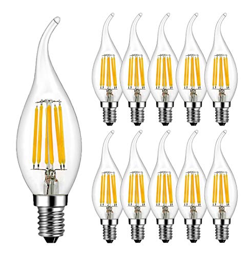 RANBOO E14 Kerze LED Lampe 6W ersetzt 60 Watt 600 Lumen Warmweiß 2700K C35 Leuchtmittel Filament Fadenlampe für Kronleuchter E14 Glühfaden Retrofit Classic Nicht Dimmbar 10er-Pack