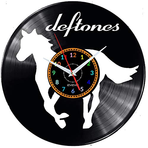 EVEVO Deftones Wanduhr Vinyl Schallplatte Retro-Uhr Handgefertigt Vintage-Geschenk Style Raum Home Dekorationen Tolles Geschenk Uhr Deftones