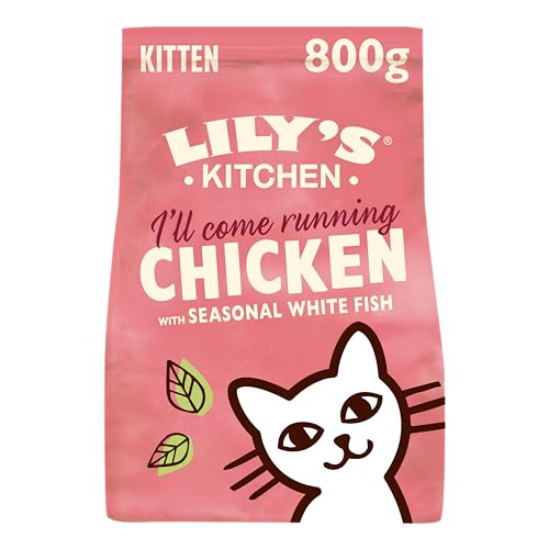 Lily’s Kitchen Vollwertnahrung Trocken Katzenfutter für junge Katzen 4er Pack (4 x 800g) Hühnerfleisch und Kräutern