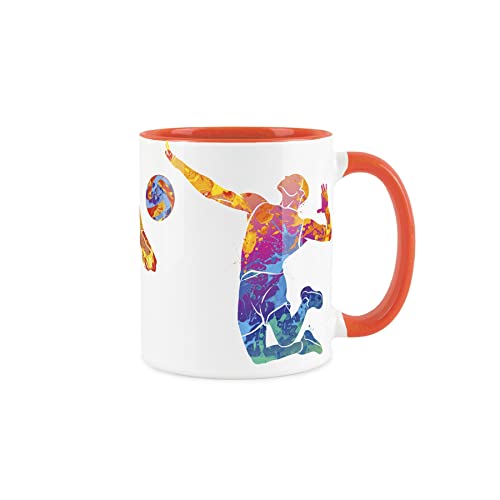 Purely Home Volleyball-Tasse mit abstrakter Farbeffekt – Orange Tasse Kaffee/Tee Geschenk für Sportliebhaber