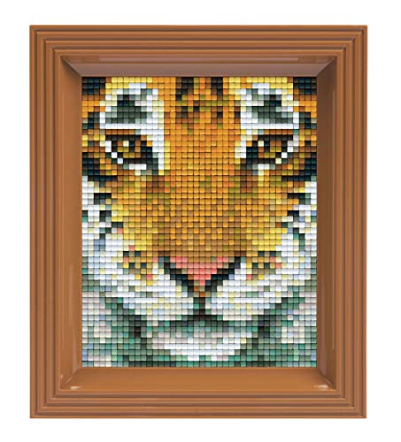 Pracht Creatives Hobby P31314 Pixel Mosaik Geschenkverpackung Tiger, Pixelbild mit Rahmen zum Gestalten für Kinder und Erwachsene