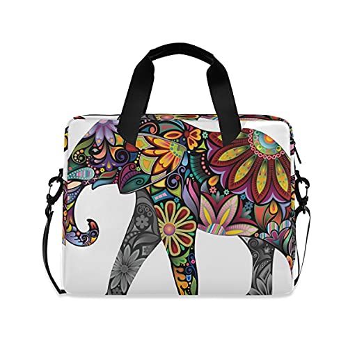 Laptoptasche mit floralem Elefantenmotiv, 15,6 Zoll (39,6 cm), Reise-Aktentasche mit Schultergurt für Damen und Herren
