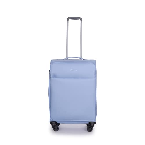 Stratic Light + Koffer Weichschale Reisekoffer Trolley Rollkoffer mittelgroß, TSA Kofferschloss, 4 Rollen, Erweiterbar, Größe M, Hellblau