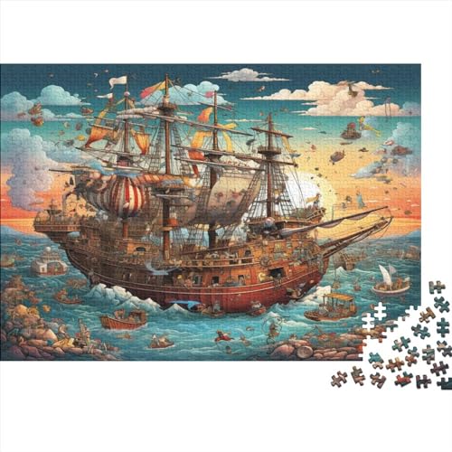 Ship 1000 Teile Holzpuzzle, einzigartiges Puzzle, kreatives Puzzle, Geschenk für Erwachsene, Familienspiel, Herausforderungsaktivität, 1000 Stück (75 x 50 cm)
