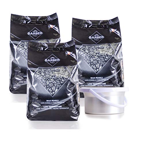 Sunzze Wachsperlen 3er Pack je 1kg mit GRATIS antihaftbeschichteten Einsatz für den Wachswärmer für die Enthaarung, Heißwachs brazilian waxing Wachs-Set (Silber, 400)