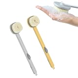 Vomyde Shower Brush, Long Handle Bath Massage Cleaning Brush, Vomyde Bath Brush, Ocennu Bath Brush (Yellow+Gray)