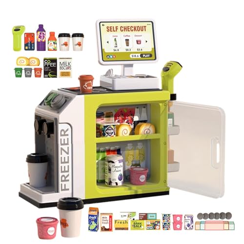 Spielautomat für Kinder, simulierter Mini-Verkaufsautomat, simuliertes Registrierkassenspielzeug, interaktives Ladenspielset, Kassiererspielzeug, Lebensmittelgeschäft-Spielset für Kinder