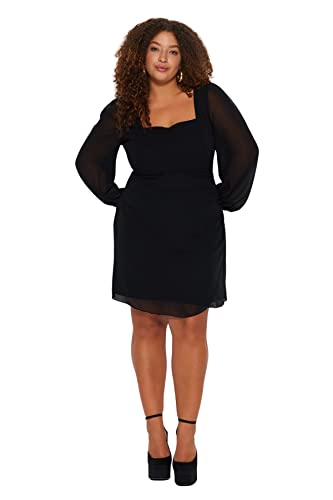 Plus Size Dress - Black - Skater Kleid,