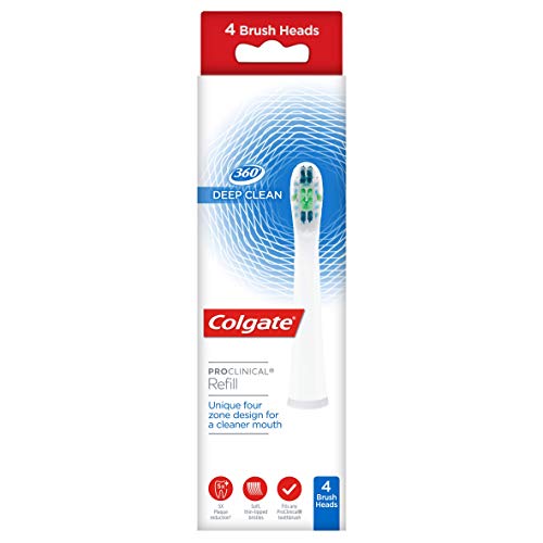 Colgate 360 ProClinical Deep Clean Aufsteckbürsten für Zahnbürsten, 4 Stück