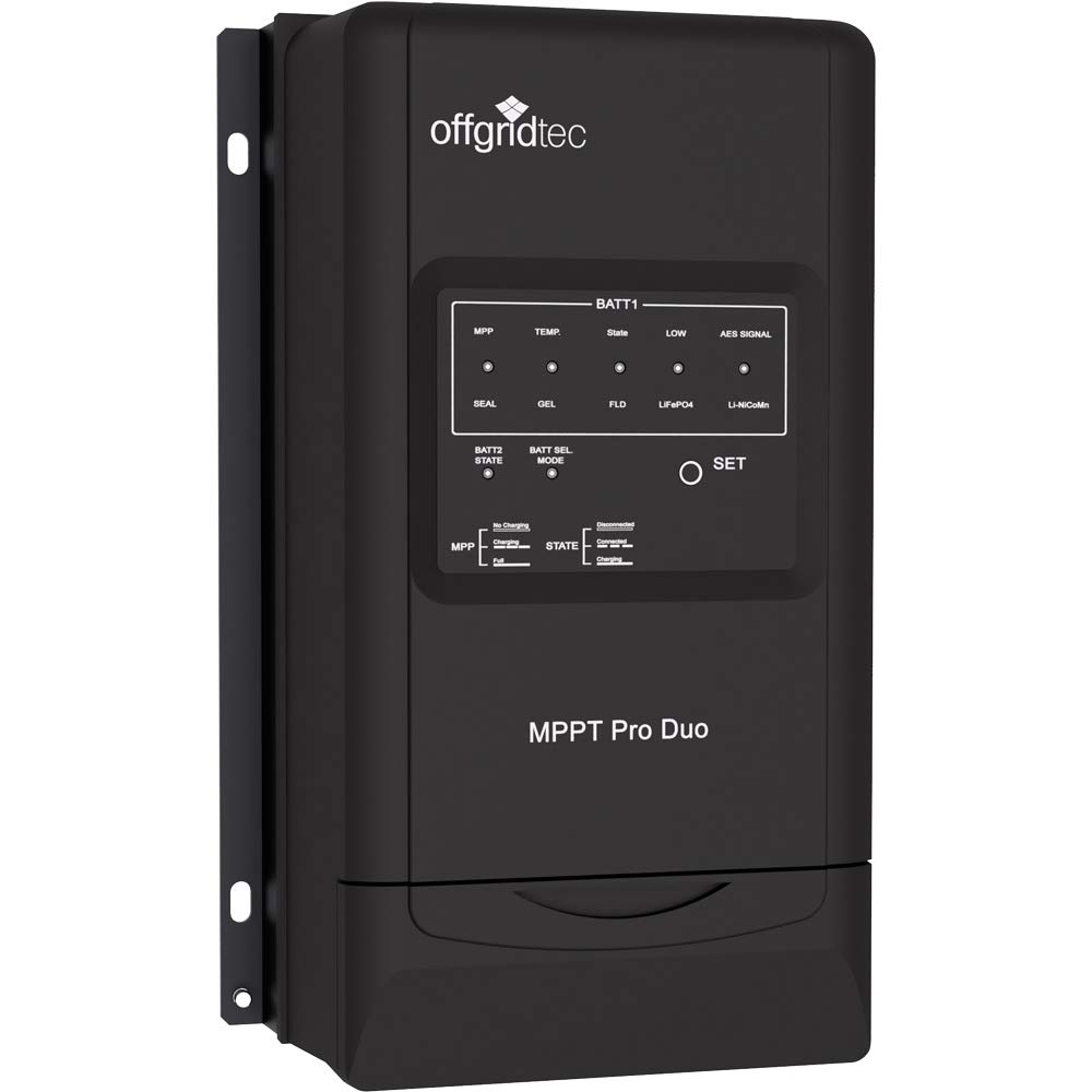 Offgridtec® MPPT Pro Duo Laderegler 30A 12V 24V für zwei Batteriekreisläufe. App für Android verfügbar.