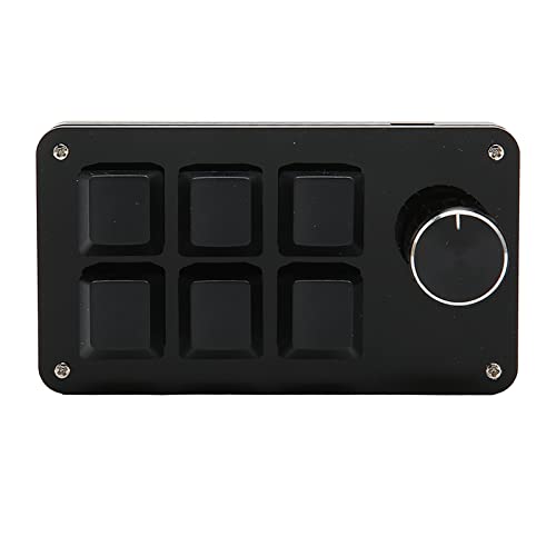 mlida Programmierbare Tastatur, 6 Tasten, Einhändige Mechanische Tastatur, Langlebig, Praktisch, Plug-and-Play, mit Knopf für PC-Computer (Black)