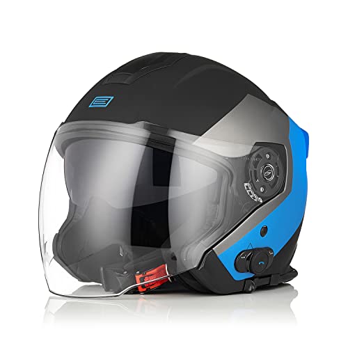 ORIGINE Motorradhelm Jethelm Roller Helm Bluetooth ECE Mit Doppel Visier