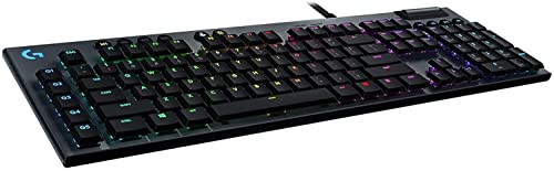 Logitech G 915 Lightspeed Kabellose mechanische Gaming-Tastatur mit niedrigem Profil GL-Tactile Tastenschalter, Lightsync RGB, ultradünnes Design, 30+ Stunden Akkulaufzeit, Schwarz