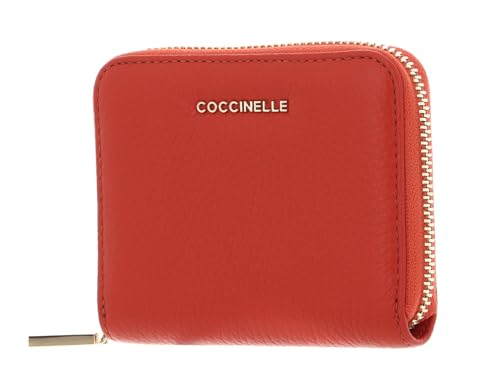 Coccinelle Metallic Soft Leather Zip Around Wallet Tangerine