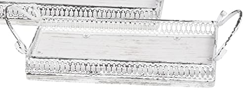 Tablett rechteckig im Landhaus-Stil Shabby weiß in verschiedenen Größen (mittel ca. 33 x 18 x 9 cm hoch)