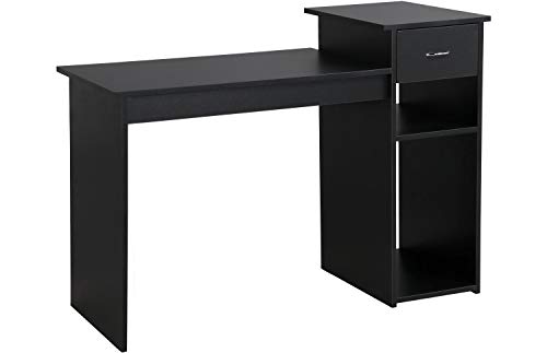 Yaheetech Computertisch Schreibtisch mit Ablage, Bürotisch Arbeitstisch Laptoptisch für Arbeitszimmer Büro Ordner Akten schwarz