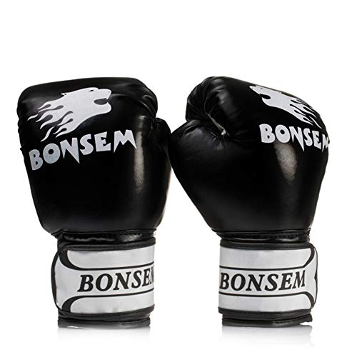Outbit Punch Boxhandschuhe - voller Finger Boxhandschuhe Pratze Trainingshandschuhe Kickboxhandschuhe Boxsack Handschuhe (rot, schwarz) (Farbe : Black)