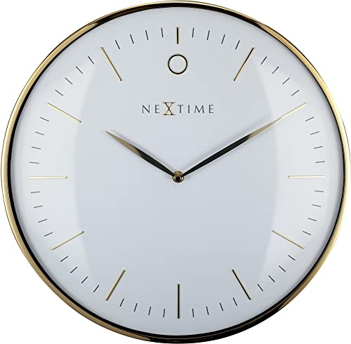 NeXtime elegant Wall Clock Glamour, Very Silent, Round, Gold/White, ø 40 cm
