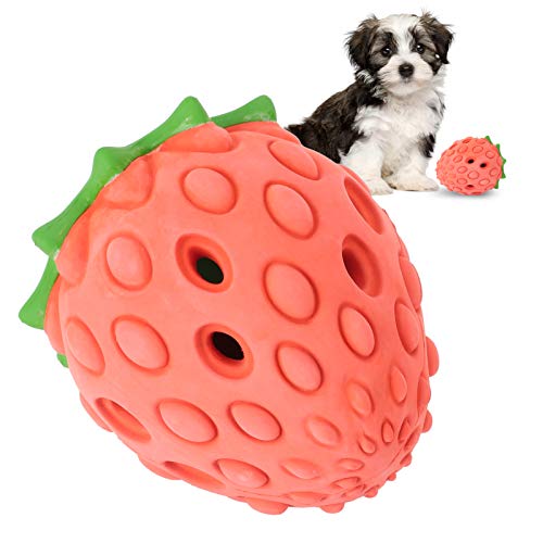 Erdbeer-Hundespielzeug, Kauspielzeug für aggressive Kauer, Leckerli-Spender für Hunde, Leckerli-Spielzeug, Welpen-Beißspielzeug, interaktives Hundespielzeug für kleine, mittelgroße und große Hunde