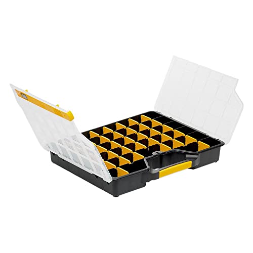 PROREGAL SuperSparSet 5x Sortimentskasten EuroPlus Basic | HxBxT 7,2x46,5x37,5cm | Schwarz-Transparent-Gelb | Sortimentskasten, Kleinteilemagazin, Sortierbox, Werkzeugkasten