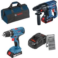 BOSCH PROFESSIONAL Bohrschrauber »Combi-Set GSR18V-21 + GBH18V-21« - blau