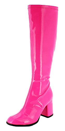 Das Kostümland Gogo Damen Retro Lackstiefel - Pink Gr. 40 - Tolle Schuhe zur 70er 80er Jahre Disco Hippie Mottoparty