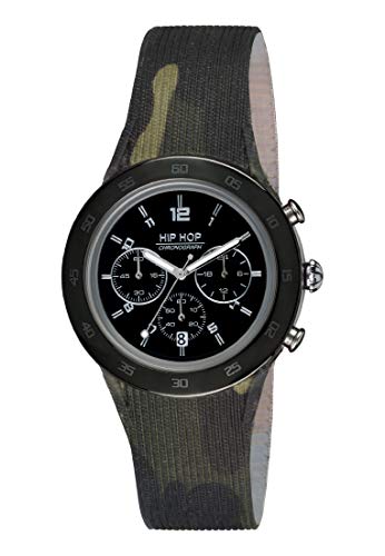 Armbanduhr HIP HOP Mann Metal quadrante schwarz e uhrarmband in silizium, Metall grün, Werk Chrono QUARZUHR