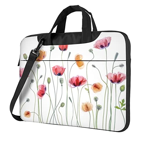 Laptop-Schultertasche mit Naturblumen-Motiv, für Laptop und Tablet, Schwarz , 15.6 inch