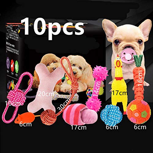 THREESS Puppy Dog Pet Kauspielzeug Geschenkset Pet Rope Toys Langlebige Baumwolle Saubere Zähne für kleine bis mittlere Hunde Spielzeug Katzen Heimtierbedarf, 10 STÜCKE, S