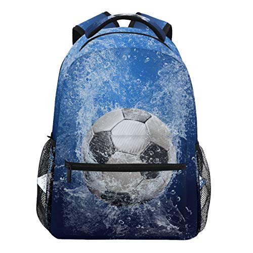 Oarencol Rucksack mit Wassertropfen um Fußballbälle, Sportdruck, für Reisen, Schule, Schule, Hochschule
