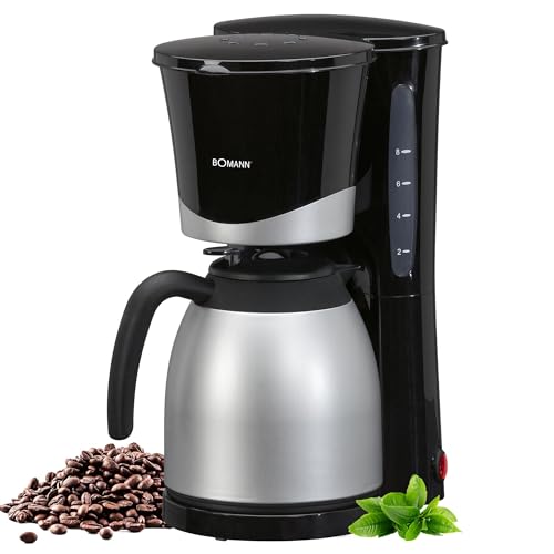 Bomann Kaffeeautomat für 8-10 Tassen Filterkaffee | Kaffeemaschine mit Thermokanne | Tropfstopp & Auto-Abschaltung | Filtereinsatz herausnehmbar | Wasserstandsanzeige | 1 Liter | KA 168 CB schwarz