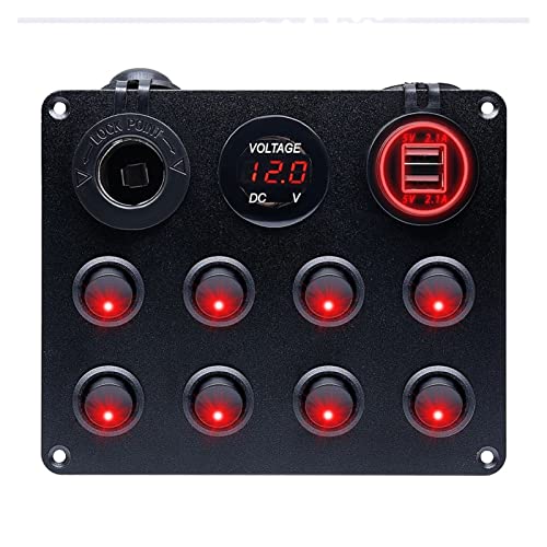 GWHEY 5/8 Gang-Taste TOVE Switch Panel USB Control Button Panel for Autoboot Rv. Lastwagen Atv utv. Camper Caravan Circuit Brake Autoschalter und Relais (Color : 8 Gang Red)