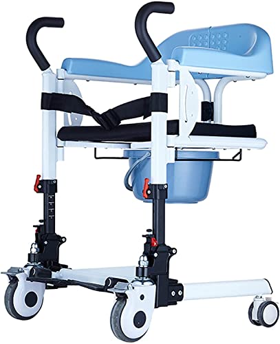 Patientenlift-Transfer-Mobilitätsstuhl Patientenlift-Rollstuhl für zu Hause, tragbarer Patientenlift-Transferstuhl mit um 180° geteiltem Sitz, Nachtkommode mit Bettpfanne, Badezimmerrollstuh