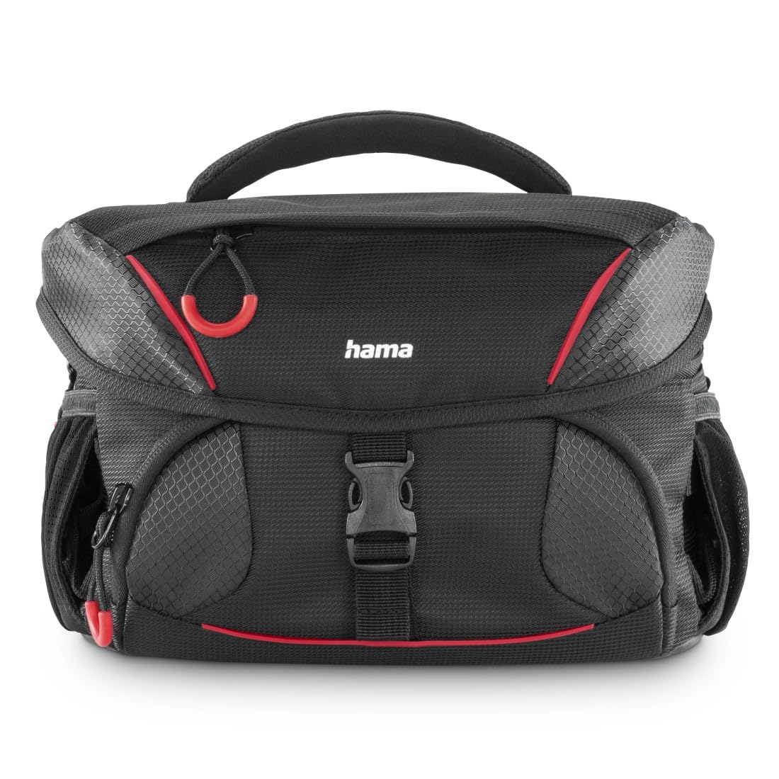 Hama Kameratasche (Fototasche für digitale SLR- und Systemkameras mit Zubehör, Halterung für Kamerastativ, Regenschutz, gepolstert, Tragegriff, Trolleyband, abwischbarer Boden, ergonomisch) schwarz