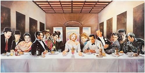 Hollywood Legenden Wandkunst Letztes Abendmahl Poster und Drucke Marilyns Monroes Leinwand Gemälde Wandbild Kunstwerk Für Wohnzimmer Dekoration Ungerahmt,30×60cm