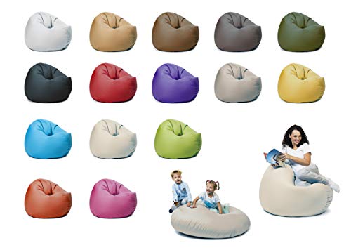 sunnypillow XXL Sitzsack mit Füllung 125 cm Durchmesser 2-in-1 Funktionen zum Sitzen und Liegen Outdoor & Indoor für Kinder & Erwachsene viele Farben und Größen zur Auswahl Cremefarben