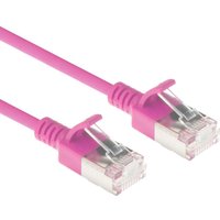 ACT Pink 10 meter LSZH U/FTP CAT6A datacenter slimline patch cable snagless with RJ45 connectors (DC7410)