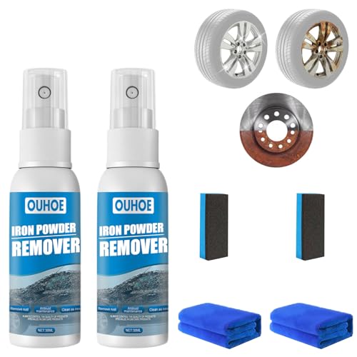 Ouhoe Rust Remover for Metal, Ouhoe Iron Powder Remover, Car Rust Removal Spray for Effective Maintenance, Multifunctional Paint Cleaner, Rust Converter Spray (30ml,2 Pcs)