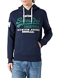 Superdry Mens VL NS Hood Hooded Sweatshirt, Midnight Blue Grit, L