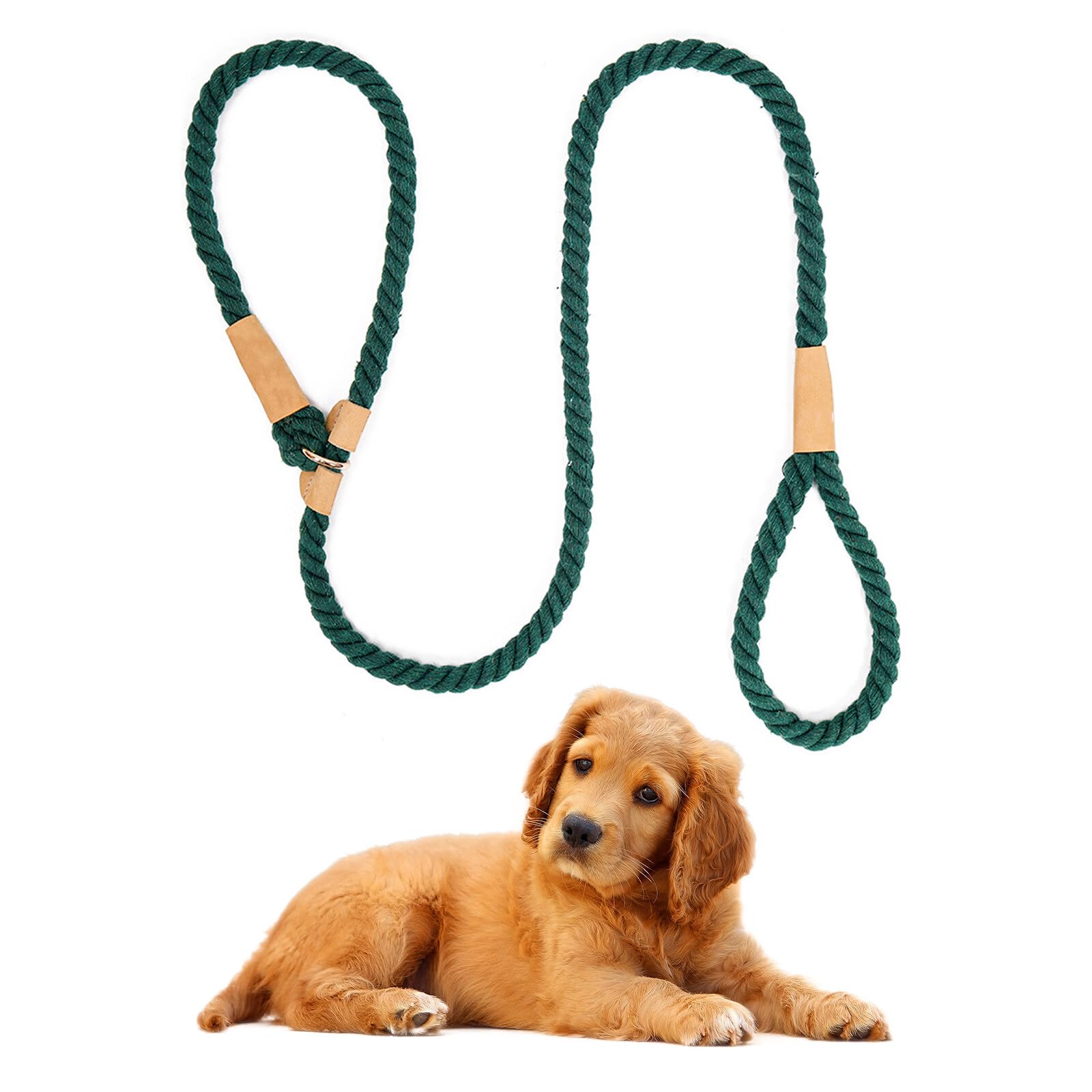 Hundeleine, robustes Baumwollseil, Trainingsleine für große, mittelgroße und kleine Hunde, Schwarzgrün