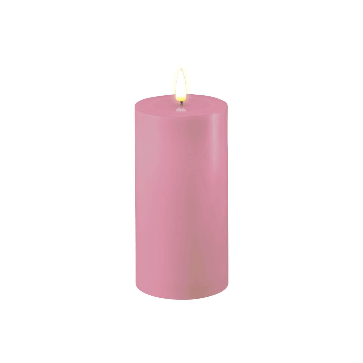 ReWu LED Kerze Deluxe Homeart, Indoor LED-Kerze mit realistischer Flamme auf einem Echtwachsspiegel, warmweißes Licht - Lavendel 7,5 x 15 cm