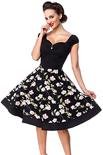 Belsira Vintage Kleid Frauen Mittellanges Kleid schwarz M