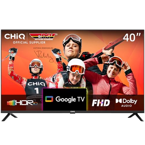 CHIQ TV L40H7G, 40 Zoll Fernseher, Smart TV, Full HD, Google TV, Google Assistent, Chromecast eingebaut, HDR, Dolby Audio,Triple-Tuner(DVB-T2/S2/C), Dual Band WiFi/HDMI/USB/CI+, 2023