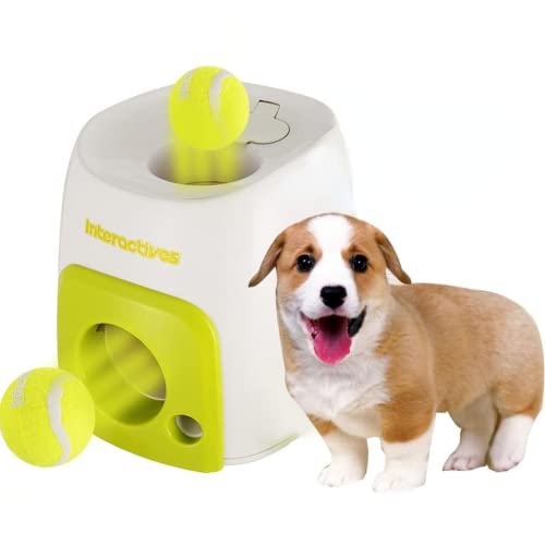 Automatischer Tenniswerfer für Hunde, interaktiver Spielzeugautomat für Hunde, Ballwerfer für Hundespielzeug, Spielabruf und interaktiver Belohnungsverteiler