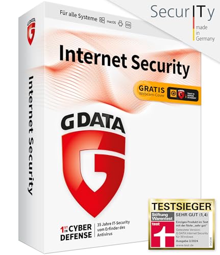 G DATA Internet Security 2020 | 3 Geräte - 1 Jahr, DVD-ROM inkl. Webcam-Cover | Windows, Mac, Android, iOS Antivirus | Made in Germany