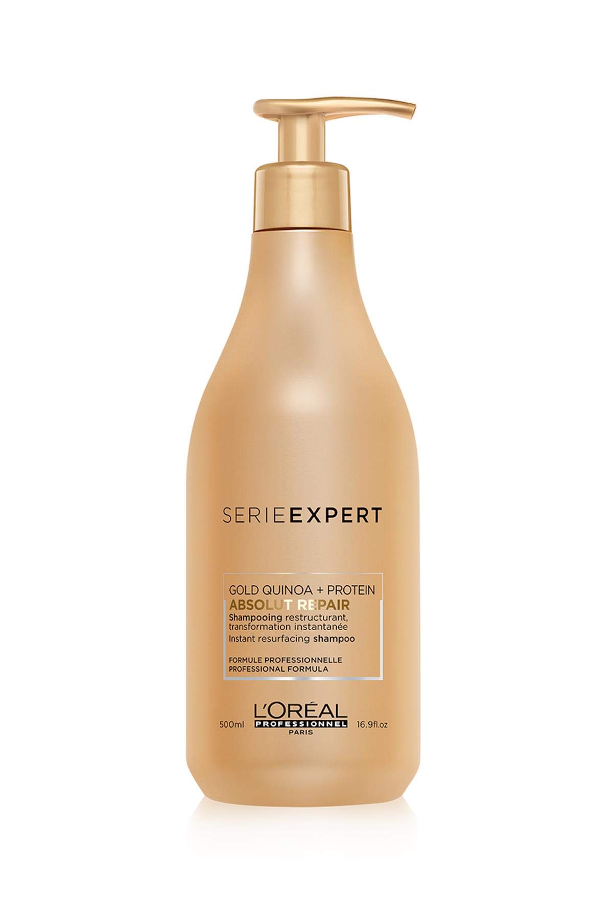 L'Oréal Professionnel Paris Serie Expert Absolut Repair Shampoo, Pflegeshampoo für stark strapaziertes & trockenes Haar, Gold Quinoa + Protein, Haarpflege für leichte Kämmbarkeit, 500 ml