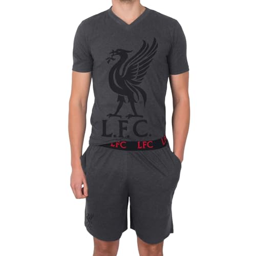 Liverpool FC - Herren Schlafanzug-Shorty - Offizielles Merchandise - Fangeschenk - Grau - XXL