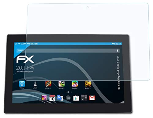 atFolix Schutzfolie kompatibel mit Xoro MegaPad 1403/1404 Folie, ultraklare FX Displayschutzfolie (2X)